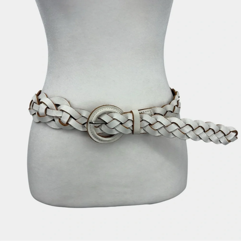 Unbranded Braided Leather Belt in White Women's Size S